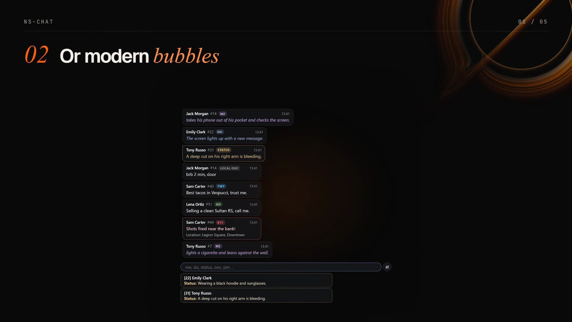 Modern chat theme with message bubbles